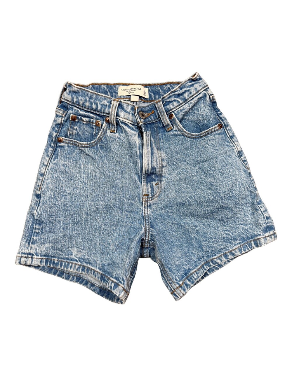 Abercrombie & Fitch Curve Love Dad Shorts 23 High Rise Acid Wash Denim Mom Jean